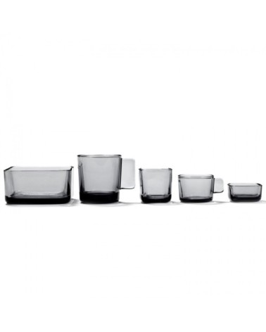 Bol carré en verre fumé gris 6x6cm H3cm