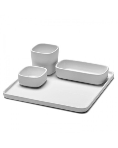 Bol rectangulaire en porcelaine blanche 12x6cm