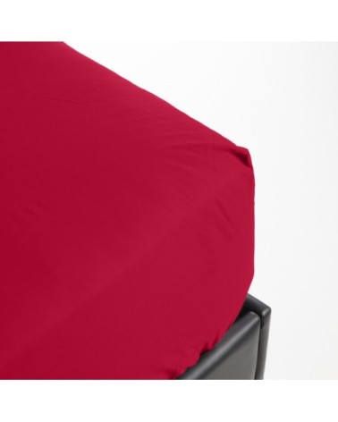 Drap housse en percale rouge 160x200