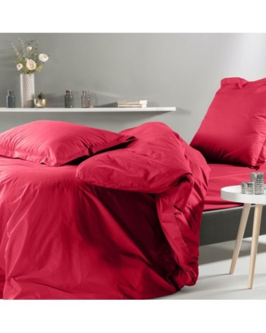 Drap housse en percale rouge 160x200