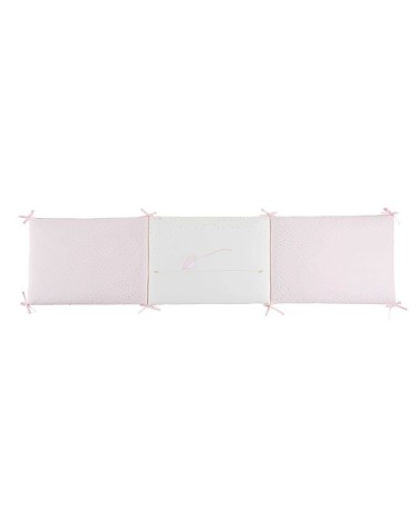 Tour de lit bébé en coton rose et blanc