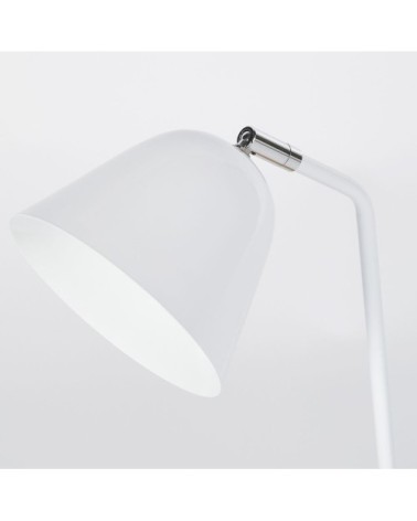 Lampe en métal blanc et hévéa