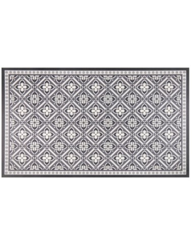 Tapis en vinyle motifs graphiques noirs et gris 50x80