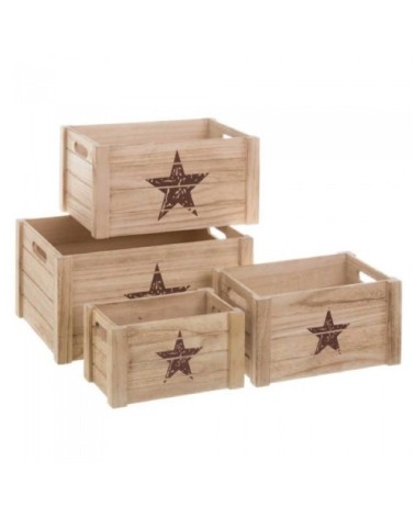 Set de 4 caisses de rangement en bois