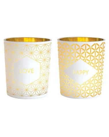 Lot de 2 photophores love et happy