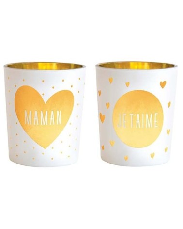 Lot de 2 photophores maman et je t'aime