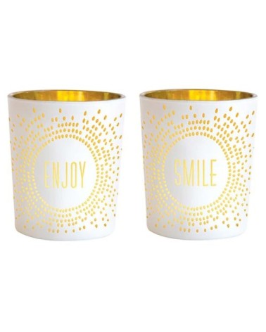 Lot de 2 photophores enjoy et smile