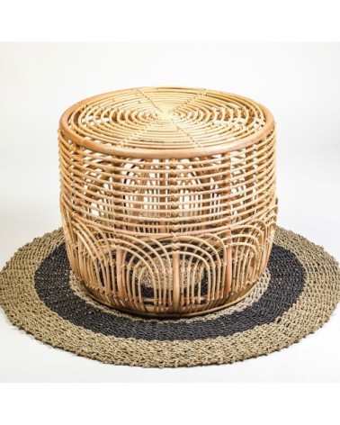 Table basse en rotin naturel D60