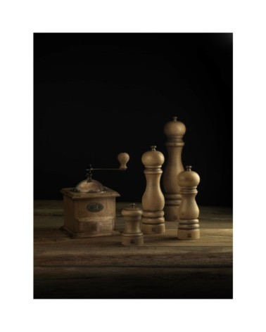 Moulin à sel manuel en hêtre antiquaire H18cm