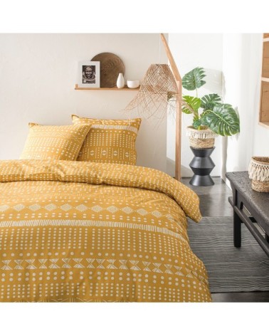 Parure de lit coton 2 personnes imprimé ethnique SUNSHINE