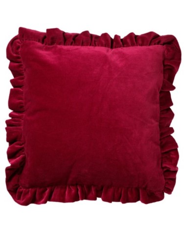 Coussin rouge en velours 45x45 cm uni