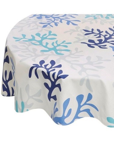 Nappe enduite ovale 160 x 240 cm bleu