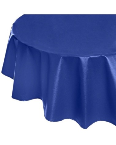 Nappe enduite ronde 160 x 160 cm bleu