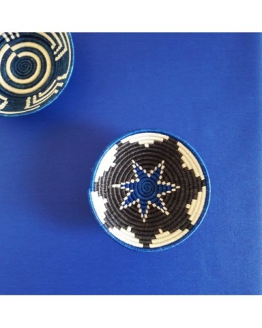 Nappe enduite ronde 160 x 160 cm bleu