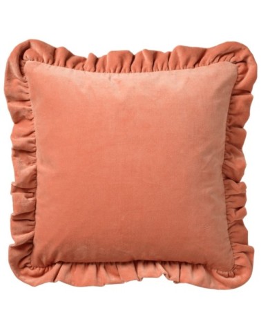 Coussin rose en velours 45x45 cm uni