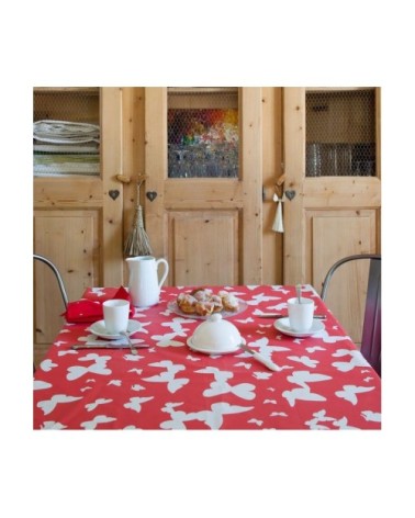 Nappe enduite ovale 160 x 240 cm rouge