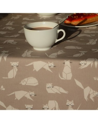 Nappe enduite carrée 160 x 160 cm taupe