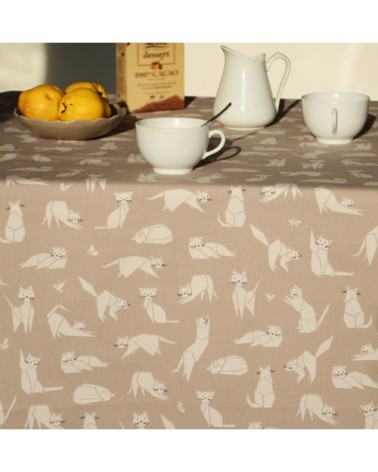 Nappe enduite rectangle 160 x 300 cm taupe