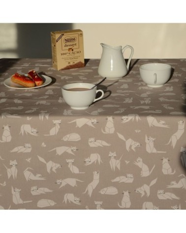 Nappe enduite ronde 160 x 160 cm taupe