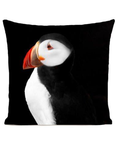 Coussin velours carré imprimé animaux noir 60x60