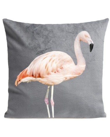 Coussin Flament Rose Pink Flamingo Velours 60x60cm
