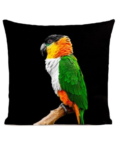 Coussin velours carré imprimé animaux noir 60x60