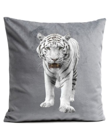 Coussin Tigre White Tiger Velours 40x40cm