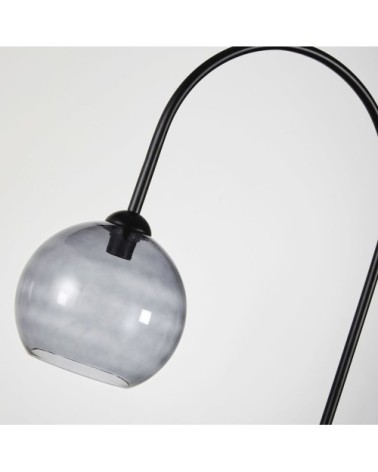 Lampadaire étagère en verre fumé et métal noir H190