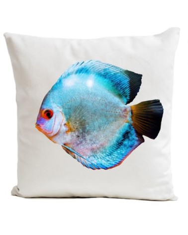 Coussin Poisson Miss Blue Velours 60x60cm