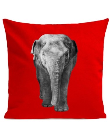Coussin velours carré imprimé animaux rouge 60x60