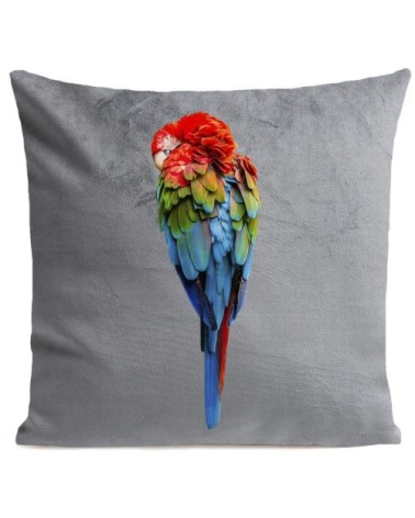 Coussin velours carré imprimé animaux gris clair 40x40