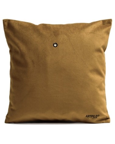 Coussin velours carré imprimé animaux moutarde 60x60