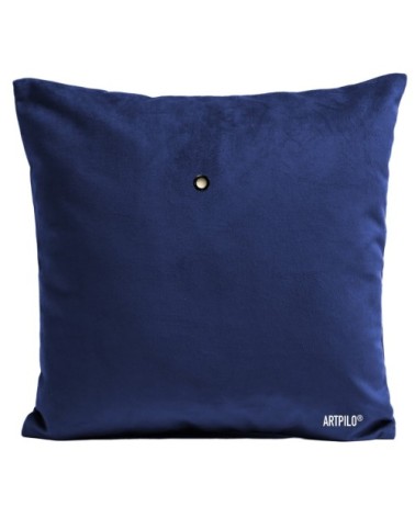 Coussin velours carré imprimé poissons bleu klein 40x40