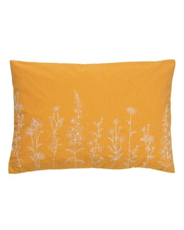 Coussin jaune en coton 40x60 cm avec motif fleuri