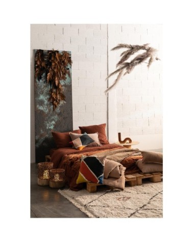 Housse de couette stonewashed  en lin caramel 240 x 220