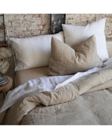 Housse de couette   en lin craie 240 x 220