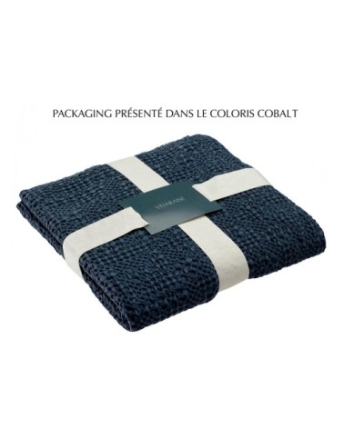 Jeté stonewashed  en coton vert de gris 260 x 260