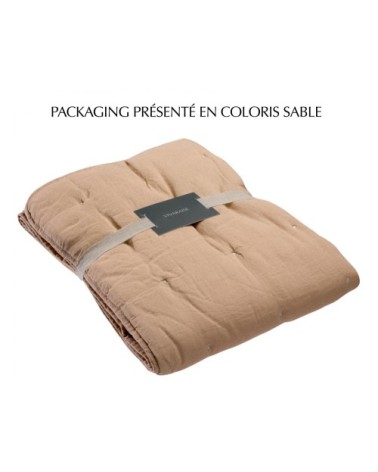 Jeté de lit stonewashed Zeff en lin craie 240 x 260