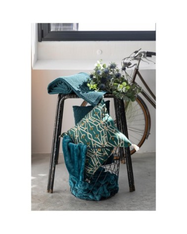 Jeté stonewashed  en coton pétrole 180 x 260