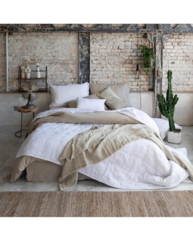 Chemin de lit stonewashed Zeff en lin craie 90 x 240