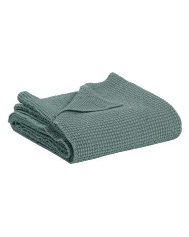 Jete  en coton vert de gris 260 x 260