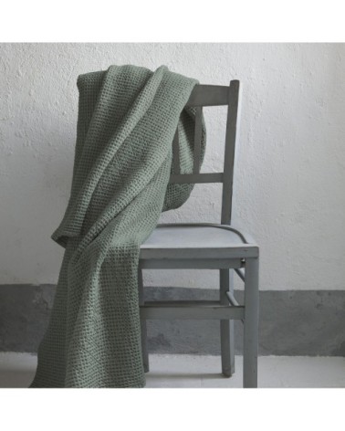 Jete  en coton vert de gris 260 x 260