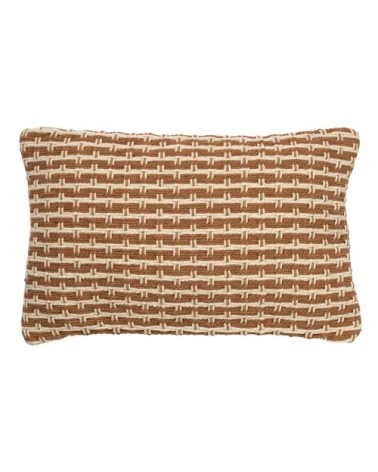 Coussin marron en coton 40x60 cm avec un motif à carreaux