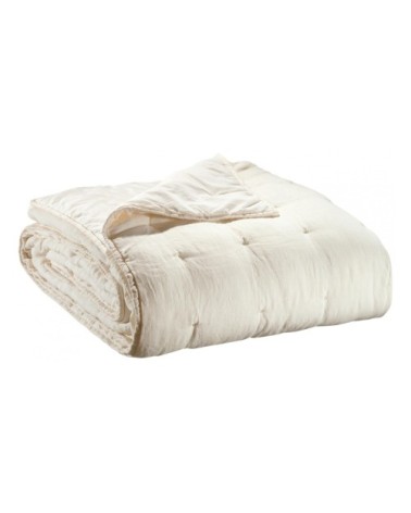 Jeté de lit   en lin craie 180 x 260