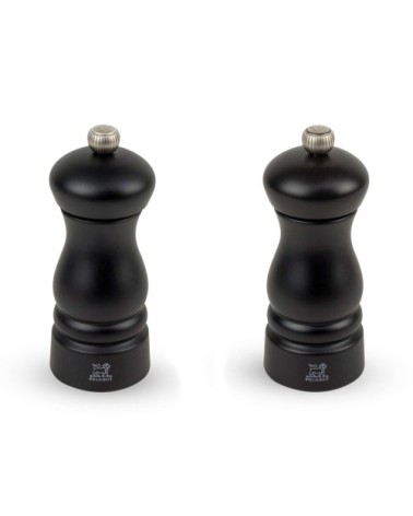 Duo de moulins à poivre et à sel en bois noir H13cm