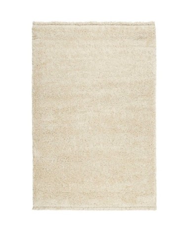 Tapis tissé style berbère beige poils longs 170x120