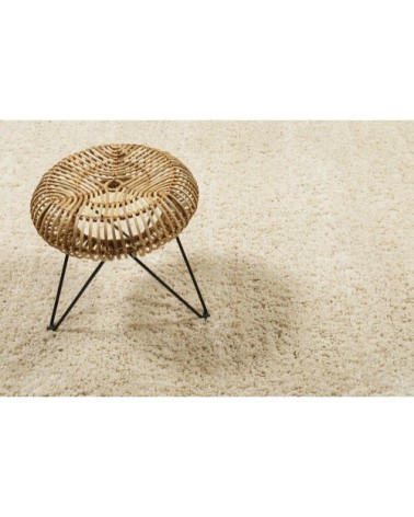 Tapis tissé style berbère beige poils longs 170x120