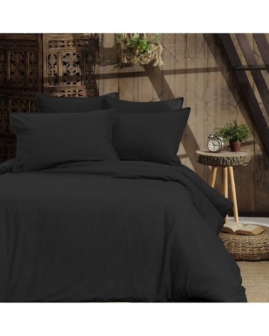 Housse de couette en coton lavé biologique  carbone 260x240 cm