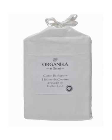 Housse de couette en coton lavé biologique  blanc 260x240 cm