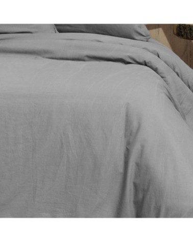 Housse de couette en coton lavé biologique  gris perle 260x240 cm